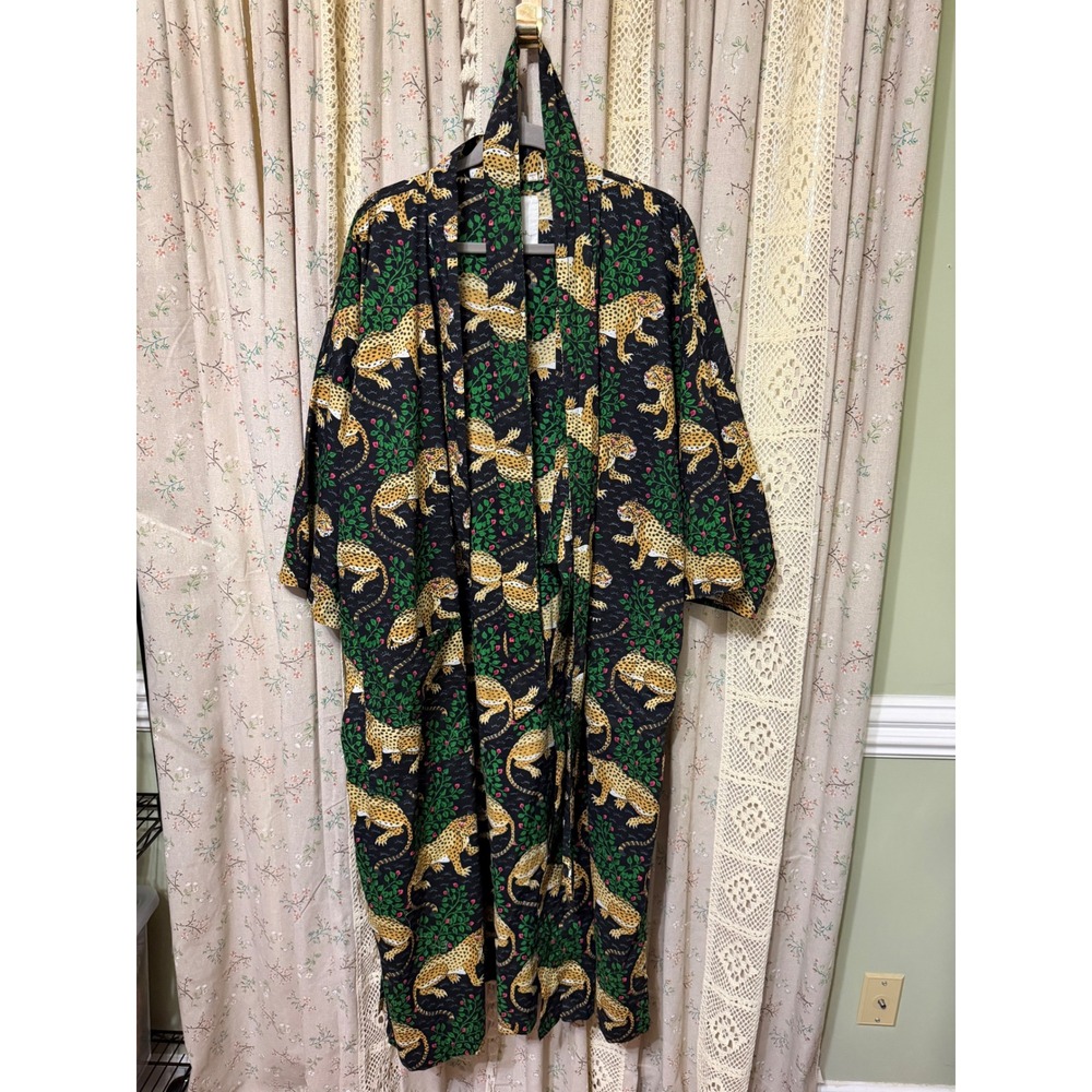 Printfresh Bagheera Ink Leopard Organic Cotton Robe Size L/XL NWOT